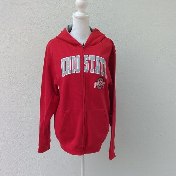 The Ohio State University Buckeyes Youth Size XL Red-Gray Zipper Fleece NEW - Picture 6 of 6
